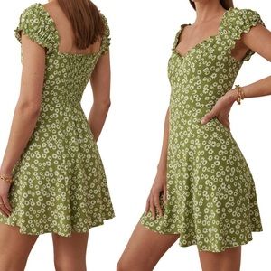 Reformation Pacey Lemon Print Mini Dress in Fennel
